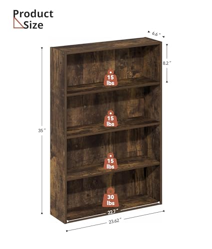 4 Tier DVD Storage Shelf, Media Storage Tower for CDs & Video Games, Freestanding Organizer Shelf for Living Room Home Office, Holds 160+ DVDs(Amber Pine)