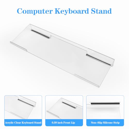 Acrylic Transparent Computer Keyboard Stand with Gel Cloud Keyboard and Mouse Wrist Rest, Ergonomic Tilting 3-in-1 Set, Relieves Painful Typing, for Office/Computer/Laptop/Gaming - color: Clear Cloud Set
