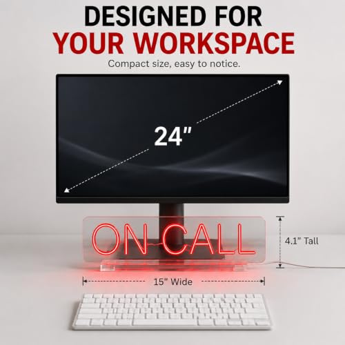 On Call Neon Sign with Acrylic Stand Base, On a Call Sign for Office, Tabletop Quiet LED Sign, Video Call In Progress Don't Disturb Quiet Zoon Desk Light Up Sign, For Game Room, Live House, Streaming, Studio - color: On Call