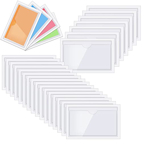 Chinco 30 Pcs Self Adhesive Pockets, Bin Labels for Storage Bins, Clear Pocket Label Sleeves, Plastic Index Card Holder with Top Open for Organizing Bins Box Drawer (4.06 x 2.48 Inches) - size: 4.06 x 2.48 Inches