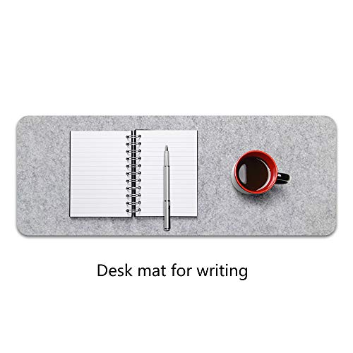 Extended Gaming Mouse Pad, Non-Slip Desk Pad, Desktop Protector, Writing Mat, Felt Desk Mat for Office and Home, 0.12 Inch Thick (Light Gray)