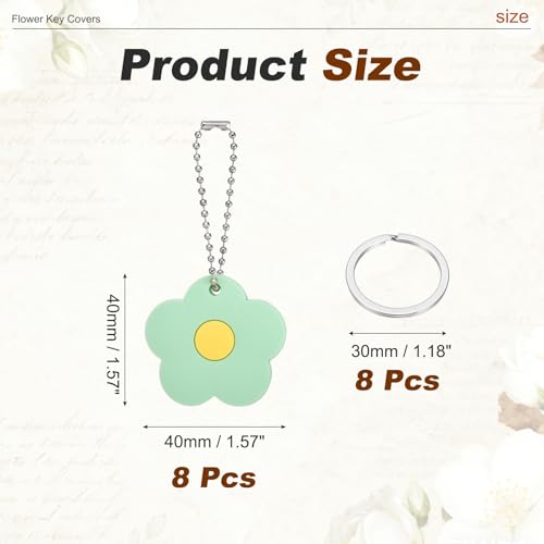 PATIKIL 8Pcs Key Covers Caps, PVC Flower Key Identifiers Markers Tags Covers Case Shell Head Protector Caps Toppers for 1.18" Flat for Office House Apartment Accessories, Green - color: Green, size: 1.18"