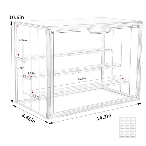Acrylic Display Case for Collectibles, 4 Layer Adjustable Clear Figure Display Cases with Magnetic Door, Large Stackable Showcase Display Cabinet Box for Figures