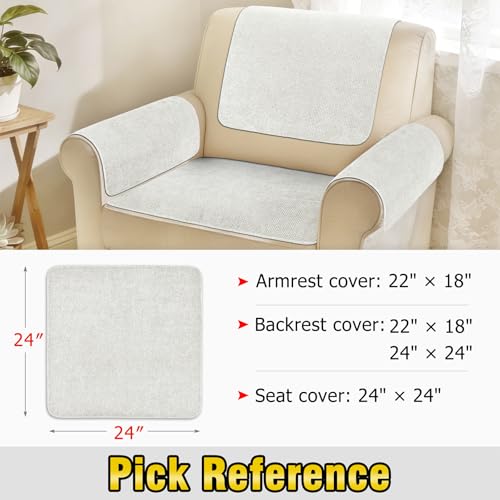 Couch Arm Covers, Sofa Arm Covers, Waterproof Armrest Cover for Sofa, Loveseat, Armchair, Anti-Slip Recliner Arm Cover, Headrest Cover, Arm Chair Covers Set of 2 (Cream, 24"×24") - color: Cream, size: 24" x 24" - 2 pcs