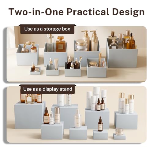 10 Pcs White Acrylic Buffet Risers with Mini Sign and Marker, Food Risers Display Stands for Buffet Table Party Catering Dessert Jewelry Collectibles,Acrylic Cube Nesting Boxes with Hollow Bottoms 8 Sizes (10" 9" 8" 7" 6" 5" 4" 4" 3" 3") - size: 10" 9" 8"