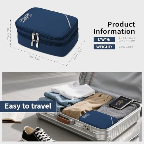 Lanola Universal Cable Organizer Electronics Accessories Cases for Cable, Charger,Power Bank, Phone, USB, SD Card,Memory Cards,Earphone,Flash Drive, Great for Travel and Business - Dark Blue - color: 2-Dark Blue