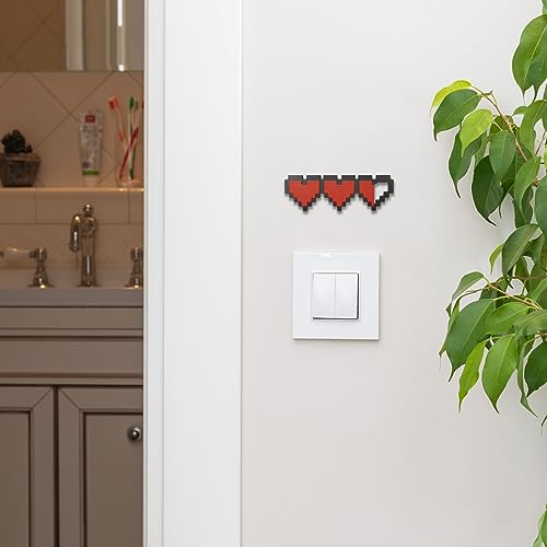 INSOVITA Gaming Logo Sign, Gaming Decor, Small Pixel Heart Container, Small Game Room Decor, Hanging Gaming Wall Decor, Great Gamer Gifts, Retro Gaming Stuff (Rustic Wood Material)