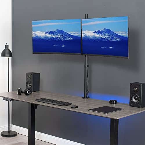 VIVO Dual Monitor Stand Up Desk Mount Extra Tall 39 inch Pole, Fully Adjustable Stand for up to 32 inch Screens, Black, STAND-V032T - size: 13" - 32" screens