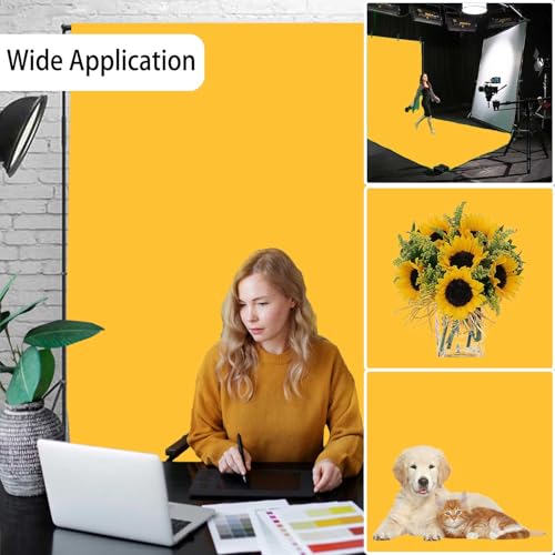 Yellow Photo Backdrop, Photo Booth Portrait Photography Backdrops, Studio Yellow Backdrop for Photoshoot Streaming Video Shooting 5x7ft - color: Yellow, size: 5x7 FT