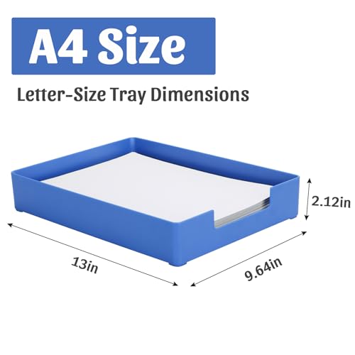 Letter-Size Tray Desk Letter Tray Paper Tray, Sturdy Heavy-Duty Plastic Printer Paper Tray, Single-Tier Stackable File Storage Organizer for Office Home (Blue) - color: Blue