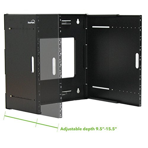 NavePoint 9U Patch Panel Bracket Wall Mount Patch Panel Rack for 19” Networking Equipment – Expandable Mounting Depth 9.5” to 15.5” 4U IT Rack 40lbs Weight Capacity Pre-Assembled - size: 9U