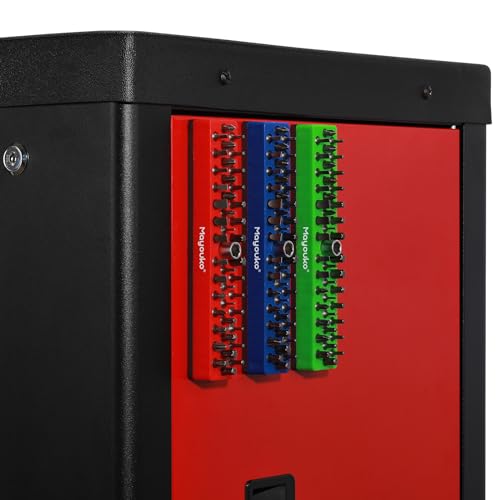 Mayouko 3PCS 1/4" Magnetic Hex Bit Holder Rack Organizer, 129 Holes, 1/4-Inch Drill Bit Holder, 3 Racks, Magnetic Bit Holder with Magnet Base for Screwdriver Bits - color: Red,blue,green