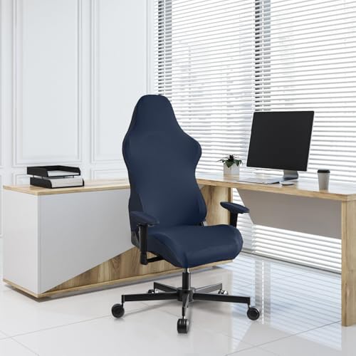 Stretch Gaming Chair Cover, Soft and Comfortable, Dust Protection, Modern Design, for Office Computer Racing Seat(Dark Blue) - color: Dark Blue