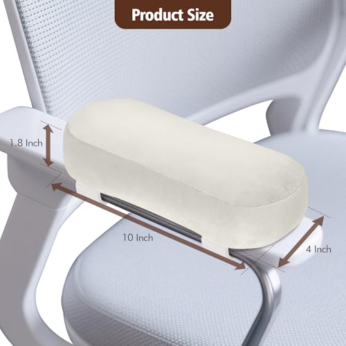 WdFour 2-Pack Non-Slip Armrest Pads for Office & Gaming Chairs - Ergonomic Forearm Support Pillow for Desk, Computer & Wheelchair, Pressure Relief Cushions (Ivory) - color: Ivory