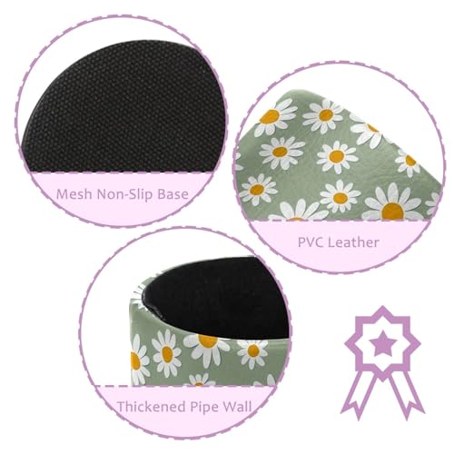 Light Green and Daisy Pen Holder Pencil Organizer for Desk, 3.1” x 3.1” x 3.9” Pencil Cup Office Supplies, Large Capacity Cute Pen and Makeup Brush Holder for Home, School, Desktop - color: Light Green and Daisy