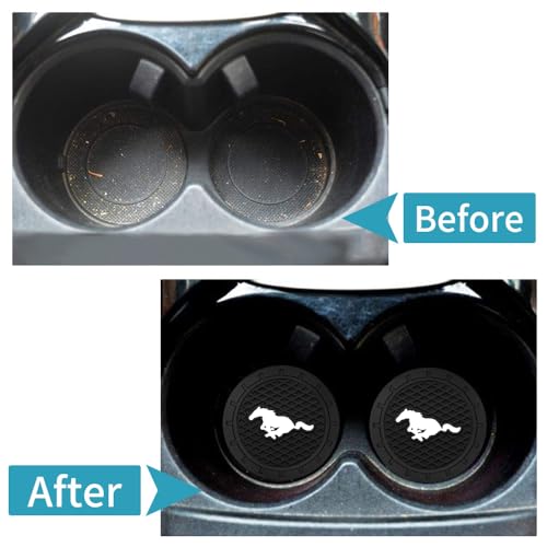 2PCS Car Cup Holder Coasters,Non-Slip Car Coasters for Mustang Snake Speedstar Evos Everest GT Shelby Mach-E Grand,Vehicle Inner Accessories for Cup Insert Mat,Silicone - color: Bd-yma