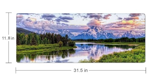 Gaming Mouse Pad, Large Non-Slip Rubber Base Mousepad, Keyboard Mouse Mat, Desk Pad with Stitched Edges, 31.5x11.8inch, Grand Teton National Park - color: Grand Teton National Park