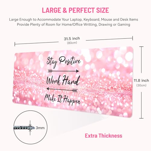 Mousepad Desk Mat Gaming Large Keyboard Cute Office Desktop Computer Laptop Quotes XXL Long Giant Big Kawaii Aesthetic Girly Pretty Design Women Girl Gamer Oversized Wide 30x12'' Mousepad - color: Postive