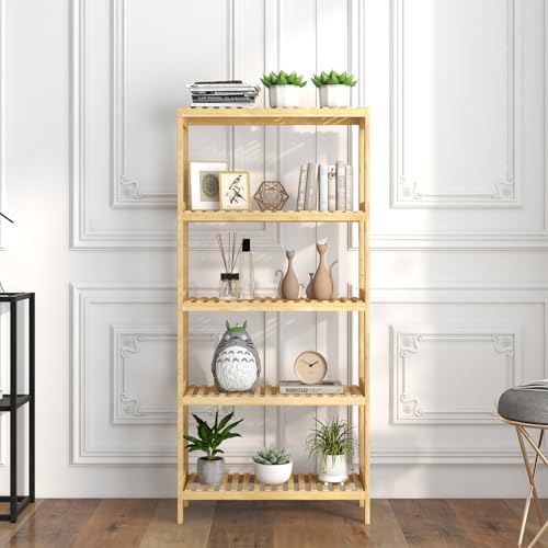 Bamboo Shelf,Bamboo Shelf Stand Utility Storage Shelf Multifunctional Bathroom Kitchen Living Room Holder Plant Flower Stand (5-Tier) - size: 5-Tier-1