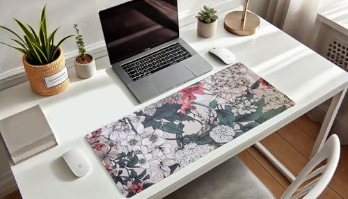 French KOKO Large Desk Mat 36" x 16.5" – Botanical Floral Mouse Pad for Keyboard & Mouse – Non-Slip Waterproof Desk Protector Aesthetic Office Pad for Women - color: Vintage Floral, size: 16.5" x 36"