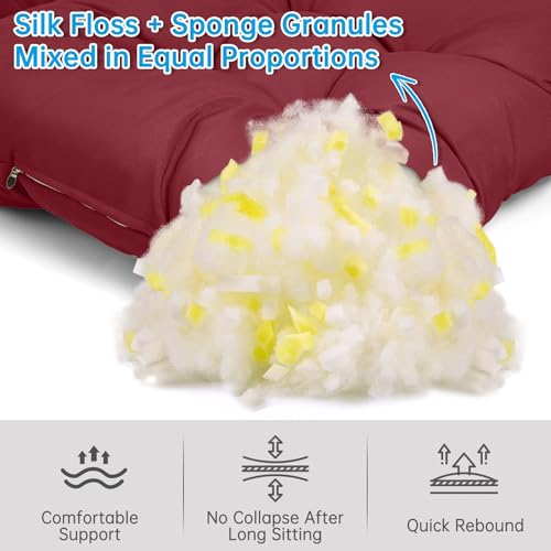 Adirondack Chair Cushion Waterproof Rocking Chair Cushion, Tufted High Back Patio Chair Cushions with Anti-Slip Ties for Rocking Chairs,Adirondack Chair,Patio Furniture (Burgundy) - color: Burgundy