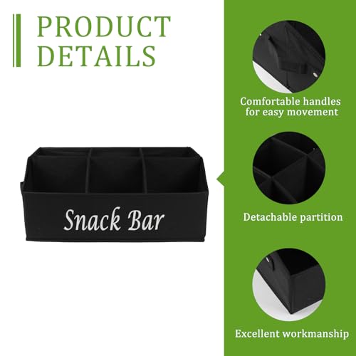 Snack Organizer for Countertop, Trapezoid Fabric Snack Bin Holder with Side Handles, 6 Compartment Snack Basket Container, Lightweight Snack Bar Station Organizer, Kitchen Pantry Storage-Black - color: Black