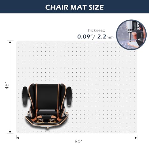 Chair Mat for Carpet, SALLOUS 46" x 60" Office Chair Mat for Carpeted Floors, Heavy Duty Vinyl Floor Mat with Grips, Floor Protector Computer Desk Mat for Home Office (Clear, Rectangular) - color: Clear (for Carpet), size: 46" x 60" (for carpet)
