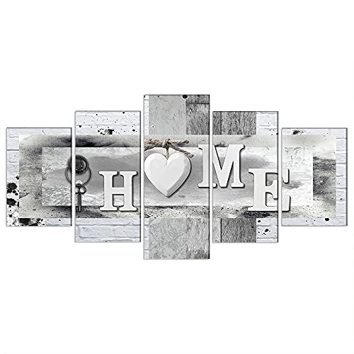 LUDUHU Love Sanctuary Canvas Print Wall Art - 5 Pieces Sweet Home Sign Wall Art,white Home Sweet Heart Painting,modern Family Wall Decor (F,Oversize 60x30inch) - color: F, size: Oversize 60x30inch