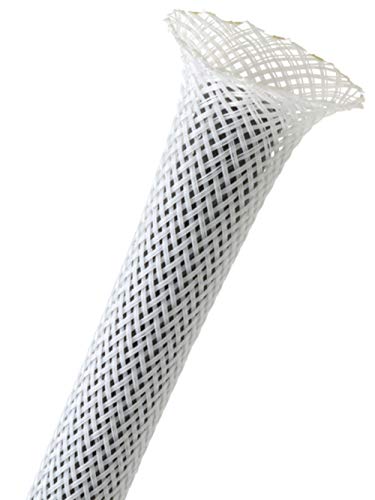 1/8" PET Expandable Braided Sleeving - Color: White - Length: 10FT - color: White, size: 0.125 Inch Dia - 10 Feet