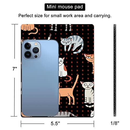 Small Mouse Pad Cute, Mini Mouse Pads for Wireless Mouse and Laptop, Travel Mousepad with Designs - Funny Cats, Portable Mouse Mat with Non-Slip Rubber Base and Waterproof Cloth - 5.5 x 7 in - color: Funny Cats, size: 7L x 5.5W inches
