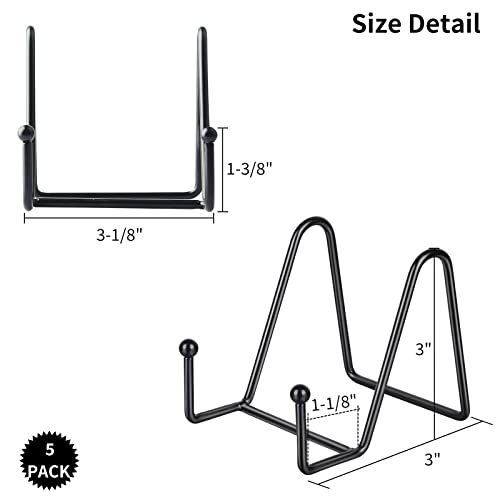 IBosins 5 Pack 3 Inch Small Plate Holder Display Stands, Mini Metal Black Frame Stand for Picture, Book, Photo Easel, Creation, Collectibles - color: Black, size: 3 Inch