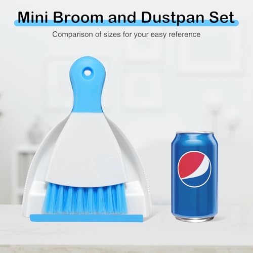 NACENA Mini Dustpan and Brush Set 2 Pack, Small Broom and Dustpan Set Dust Pan and Mini Hand Broom Dustpan and Broom Combo Compact for Home Table Keyboards Sofa Kitchen, Dark & Blue - color: Dark Blue, size: 2 packs