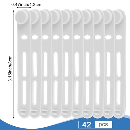Tellegloww 42 Pcs Silicone Cable Ties Reusable Cord Organizer Adjustable Data Cable Wraps for Earphone Phone Charger Computer Cord Management Straps Travel Essentials(White,3.15 Inch) - color: White,, size: 3.15 Inch