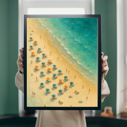Beach Poster Set of 9, Coastal Style Canvas Ocean Wall Art Prints, Relaxing Blue Beachy Décor for Bedroom, Living Room, or Dorm, Summer Seaside Home Decoration (Beach Decor Set of 9, 8x10 Unframed, Coastal Beach Wall Art Prints 9 Piece) - style: Beach Dec