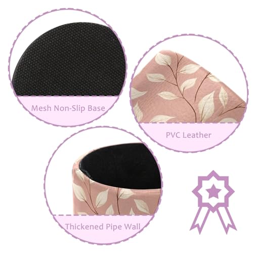 Cute Pink and White Leaves Desk Pen Organizer, Pen Cup Makeup Brush Holders Pencil Holder for Desk, Desktop Supplies & Accessories Workspace Organizers for Office Home School Art Supply - color: Cute Pink and White Leaves
