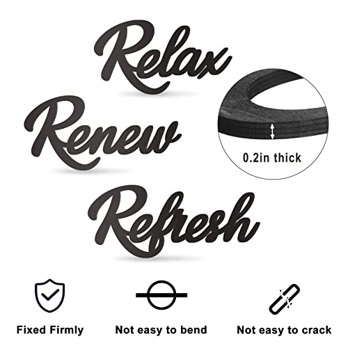 3 Pieces Bathroom Decor Black Wooden Bath Room Sign Bathroom Wall Art Farmhouse Relax Renew Refresh Sign (black) - color: Black
