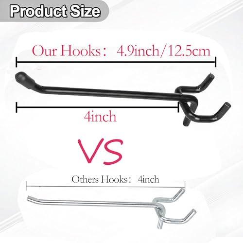 80 Pack 4 Inch Black Pegboard Hooks,Extra Thick 1/4" Heavy Duty Peg Board Hooks for Hanging, Pegboard Accessories for Garage, Kitchen, Gym, Store Wall Organizer - size: 4 inch - 80pcs(Heavy duty)