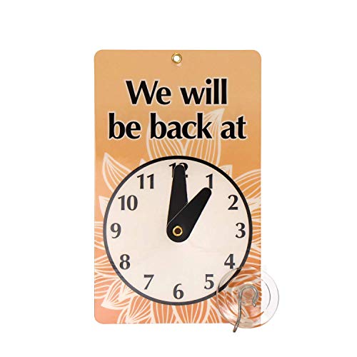 SmartSign “We Will Be Back - Welcome We are Open” Two-Sided Be Back Clock Sign | 7.75" x 4.75" Plastic - color: 4.75" x 7.75"