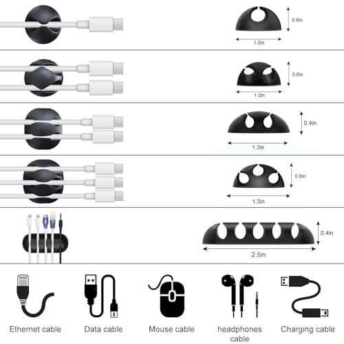 137PCS Cable Management Kit 4 Cable Sleeve Split 100 Cable Zip Ties 10 Cable Clips 15 Adhesive Wall Cable Tie 10 Cable Zip Tie for TV Computer Office Home Under Desk - color: Black