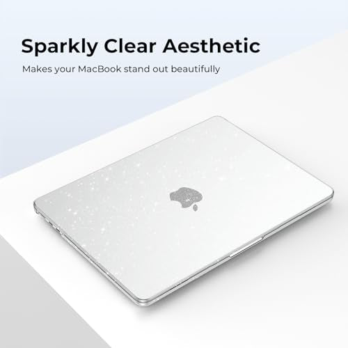 EooCoo Compatible with MacBook Air 13 inch Case M5 2026-2022 M4 M3 M2 Model A3449 A3240 A3113 A2681, Mac Air 13.6 inch Hard Shell & Keyboard Cover & Screen Film & Type-C, Sparkly Clear - color: Sparkly Clear
