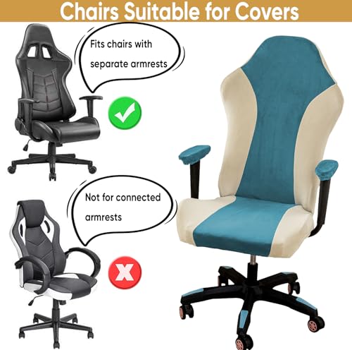 Lavish Cover Velvet Stretchable Gaming Chair Cover, Washable, Anti-Scratch Slipcover with Armrest Protection, Cat Scratch Proof for Office and Computer Chairs(No Chair, LightBlue) - color: Lightblue