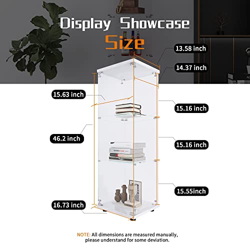 Beauty4U One-Door Glass Display Cabinet, White Curio Cabinets for Living Room, Bedroom, Office, Collection Display, Quick Installation in 30 Mins, 3 Shelves White Floor Standing Glass Bookshelf - color: White, size: 1-Door 3-Shelf