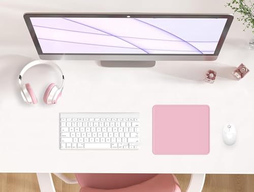 eulps Mouse Pad with Stitched Edge, Multiple Patterns Computer Mouse Pads with Non-Slip Rubber Base, Washable Cloth Mousepad, for Gaming, Laptop, PC (Pink) - color: 04Pink