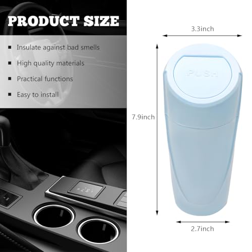 Car Trash Can Bin with Lid, Mini Vehicle Cup Holder Organizer Leakproof Garbage Bin, Waterproof Cup Type Trash Can Multi-Function Storage Container for RV Home Office (Light Blue) - color: Light Blue