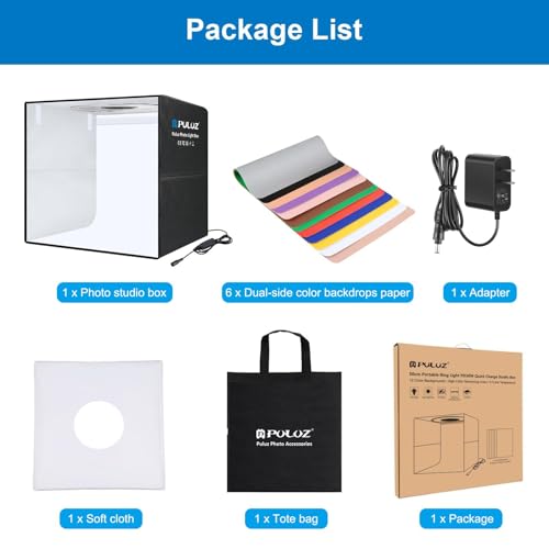 Light Box Photography 20x20in, PULUZ Portable Photo Studio Light Box with 200 LED Lights &12 Color backdrops Professional Photography Lighting Tent Kit for Big Product Photography Lightbox - color: 19.7x19.7x19.7in
