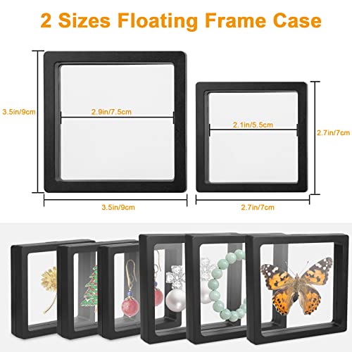 Linkstyle 10PCS 3D Floating Frame Display Stand, Challenge Coins Display Holder Case, Jewelry Specimen Medallions Storage Box Suspension Frame - size: 3.5×3.5in, 2.7×2.7in