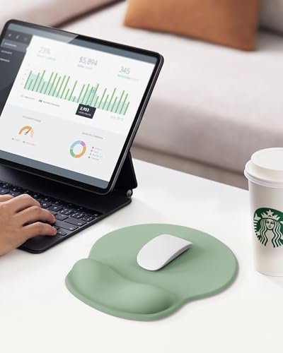 Mouse Pad with Wrist Rest, Ergonomic Mouse Pads for Desk, Office Non-Slip Mousepad with Gel Wrist Support(Sage Green, 10.6''L x 9''W) - color: Sage Green