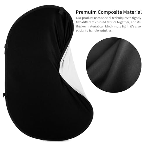 3x5ft Black White Background, Muslin Pop-Up Collapsible Backdrop 2-in-1 Self Tape Backdrop with Clip and Carry Bag for Portrait and Headshot Photography - color: Black&White, size: 3x5ft
