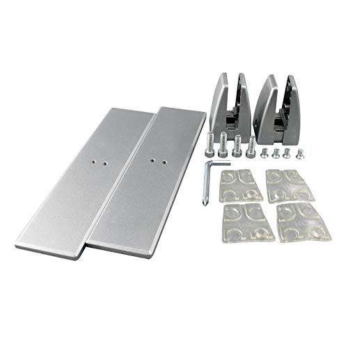 2 Pcs Sneeze Guard Clamp, Bracket Sneeze Guard Shield Base for Countertops, Stick On Heavy Duty Auminum Partition Guard Clamp, Panel Support Clamp Stand for Clear Desktop Counter Reception - color: Argentée