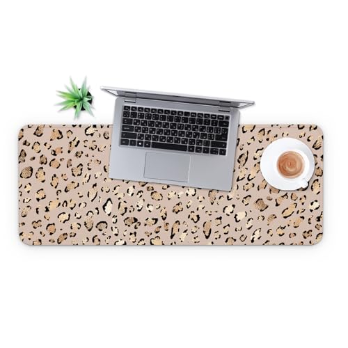 MAY FLOWER Gaming Mouse pad, Large Laptop Mousepad, Full Keyboard Mat, Long Computer Mouse Mat for Home and Office, Anti-Slip Rubber Base, 31.5 x 11.8 Inches (Leopard Print) - color: Leopard Print